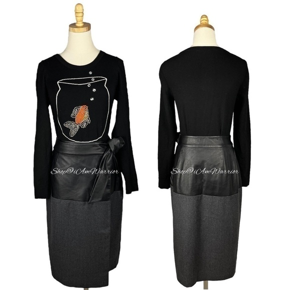 J.Crew Collection RARE nappa leather & wool flannel wrap skirt *shop@iamwarrior - Picture 3 of 12